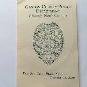 US Tariff Absorbed. Gaston County US Agent Police North Carolina Patch, department-issued folder