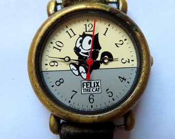 Vintage Fossil Felix the Cat Watch, Limited Edition Leather Band