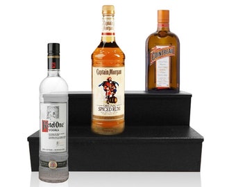 Wood Liquor Shelves - 2 Tier - Black - Multiple Sizes - Bar Shelf - Shelves for Liquor Bottles - Home Bars