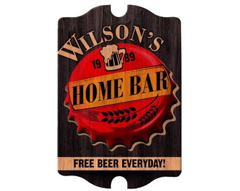 Personalized Home Bar Sign - Custom Tavern Shaped Wood Bar Sign - Decoration - Decor - Mancave - Personalized Gift for Men