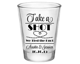 Custom Shot Glass - Wedding Favor - Take a Shot - Anniversary Favors - Shot Glasses for Weddings - Parties - Events - Add Logo