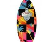 Awesome Palms Wooden Surfboard Wall Mounted Bottle Opener