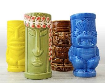 Tiki Mugs Drinkware Package 1 Set Of 4 Mugs And Accessories Home Patio Bar Decor Bar Tools Accessories Kitchen Dining Bar Supplies