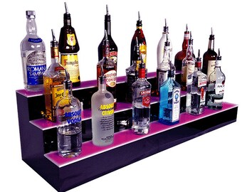 LED Shelf - Liquor Bottle Display - 3 Tier - BLACK - Liquor Bottle Display Shelves - Liquor Shelves - LED Shelves