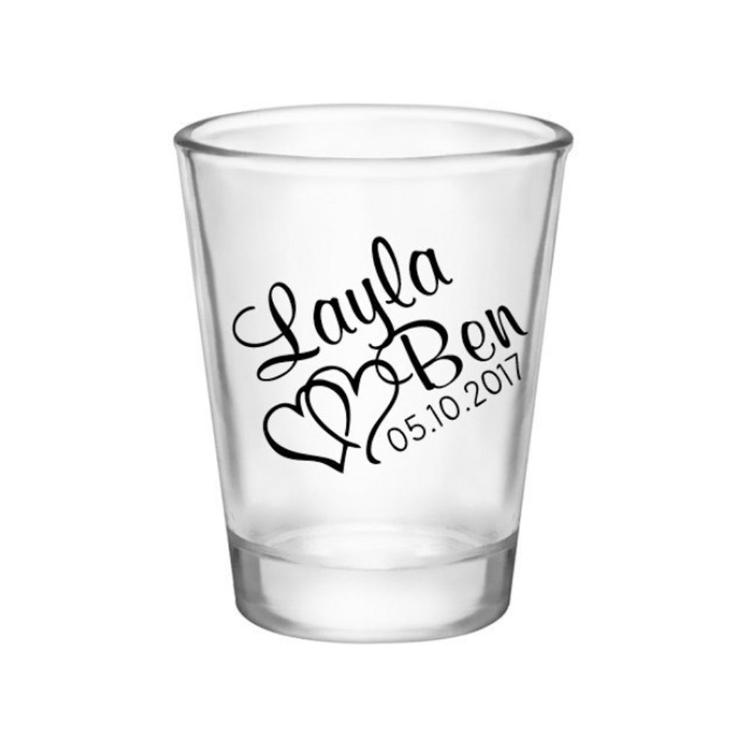 Wedding Shot Glass Customize Wedding Shot Glasses Personalize With Bride and Groom Names Shot