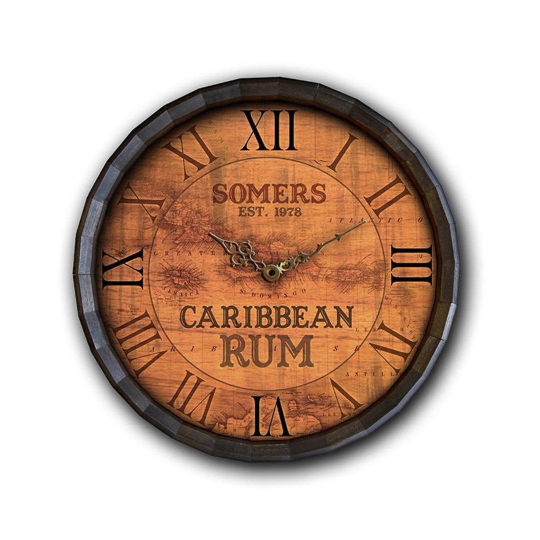Bar Decor Clock Personalized Clock Home Bar Gift Caribbean Rum Custom