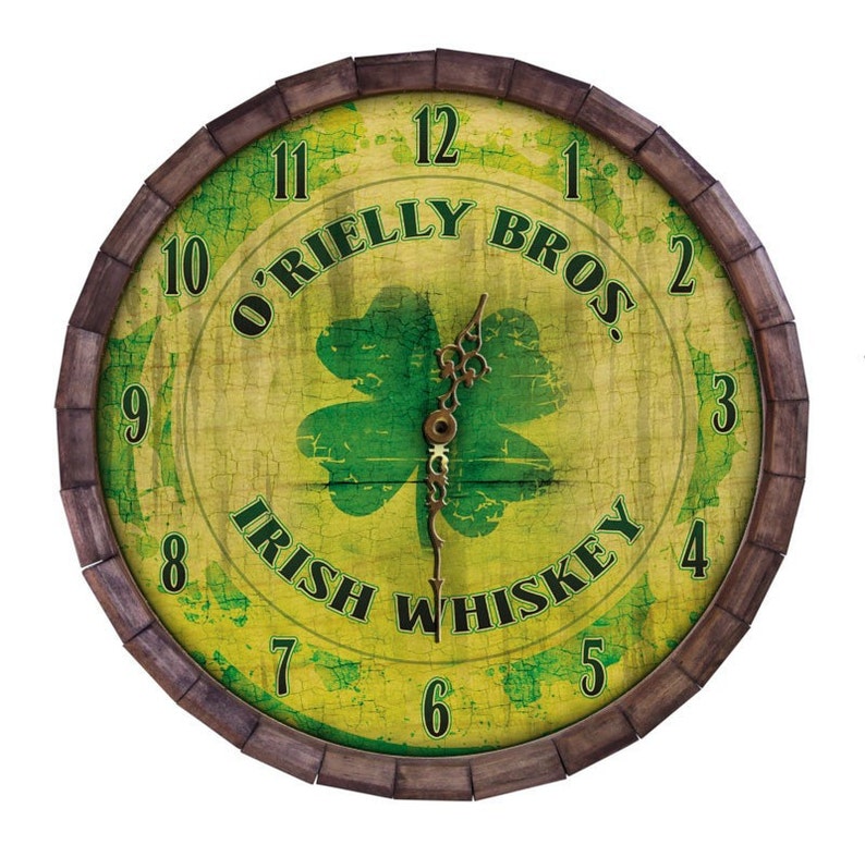 Irish Whiskey Custom Wood Barrel Top Clock Etsy