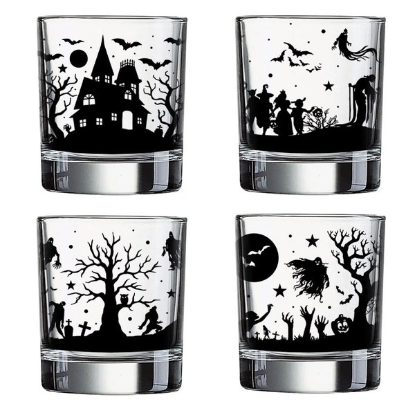 BarConic® Glassware - Whiskey / Cocktail Glasses - Halloween Town Theme