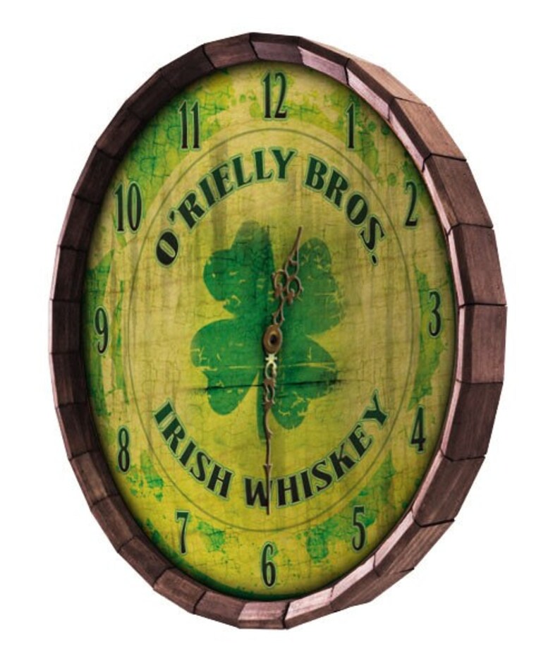 Irish Whiskey Custom Wood Barrel Top Clock Etsy