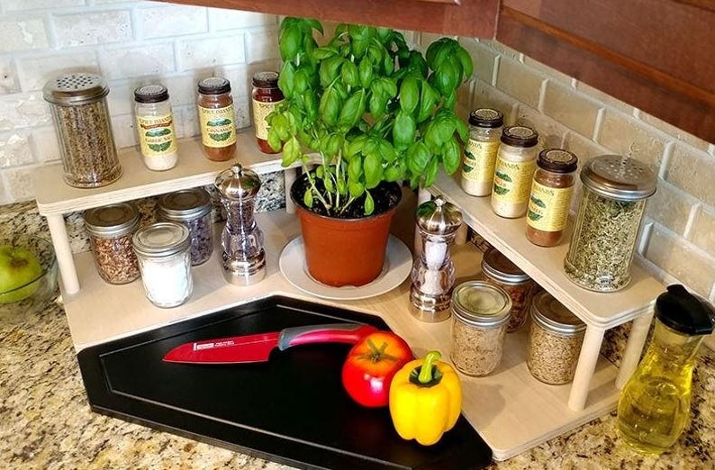 Counter Caddies™ NATURAL CORNER Shelf Culinary Kitchen Etsy