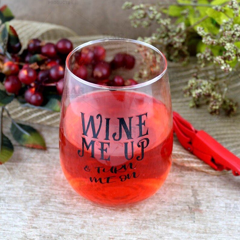 Funny Wine Glass Stemless Wine Glasses Printed Wine Me Etsy