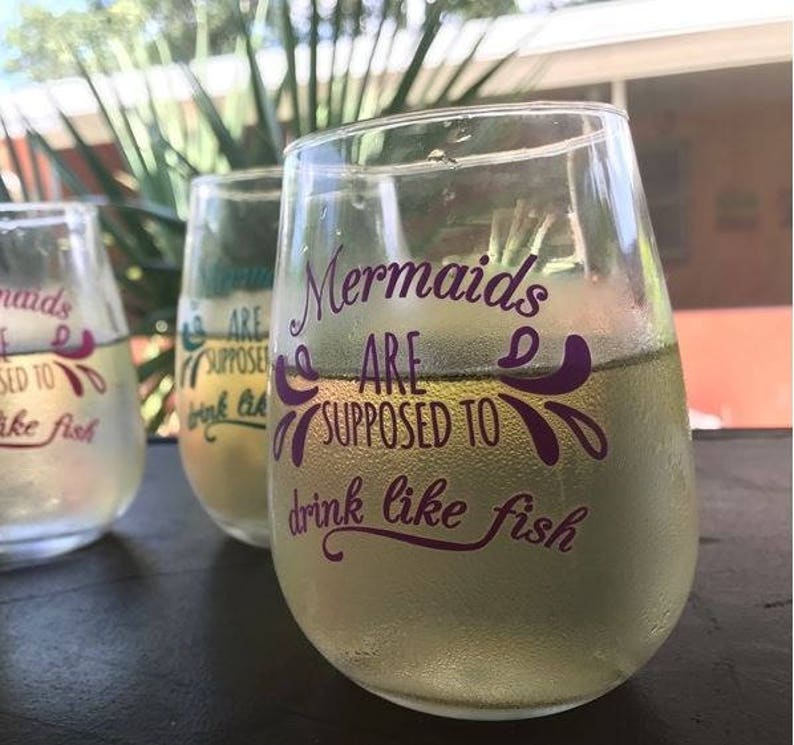 Funny Wine Glasses Cute Wine Glass Mermaid Wine Glass Etsy