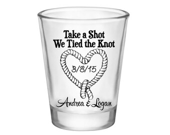 Custom Wedding Shot Glasses - Wedding Favors - Personalized Shot Glass - Customizable - Customized Shot Glass - Tied the Knot