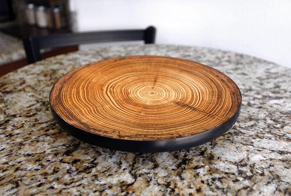 Amish Wood Kitchen Utensil Lazy Susan with Paper Towel Holder and Spice Rack