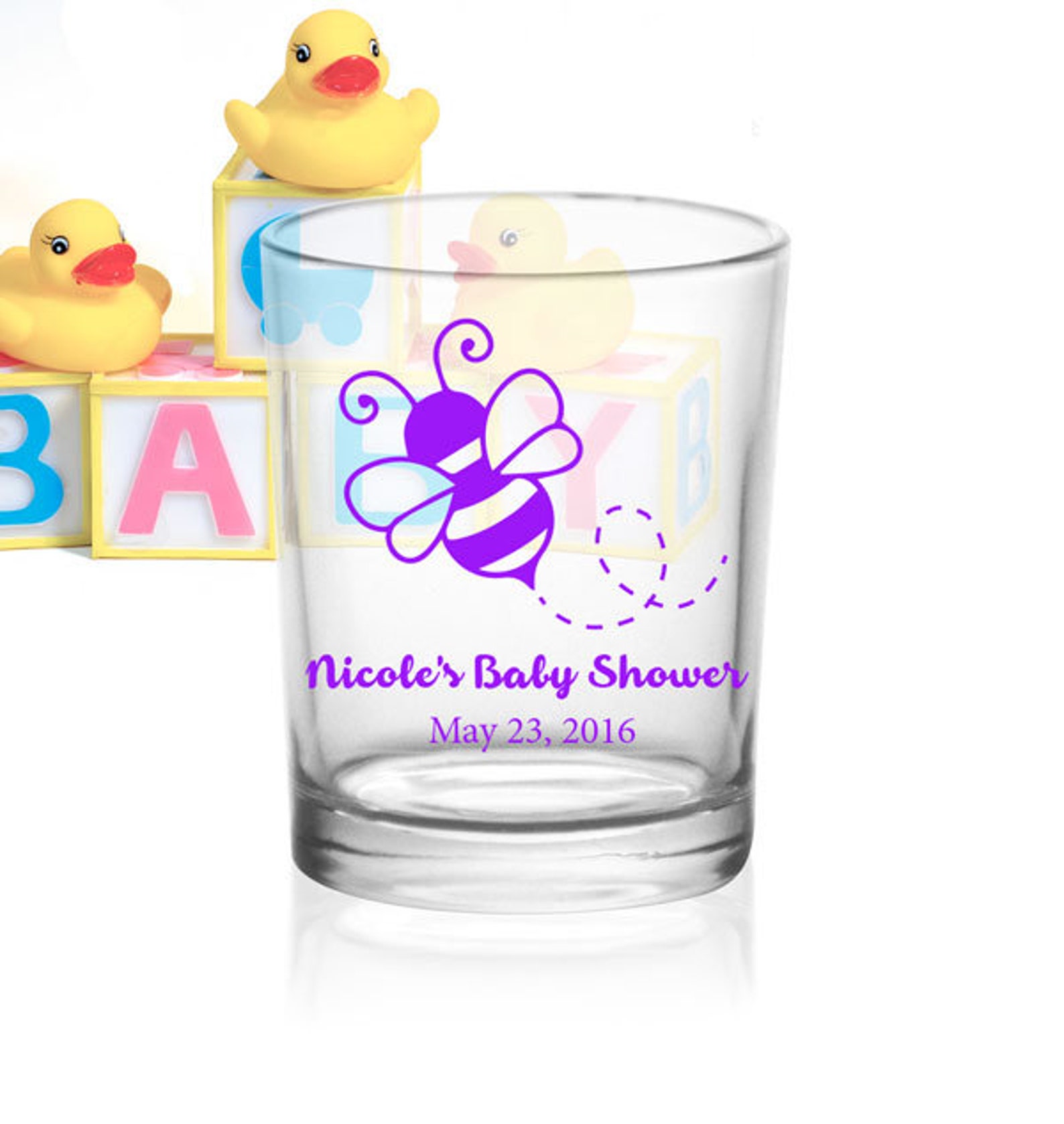 Baby Shower Glass Party Favor for Baby Showers Mom to Bee Etsy