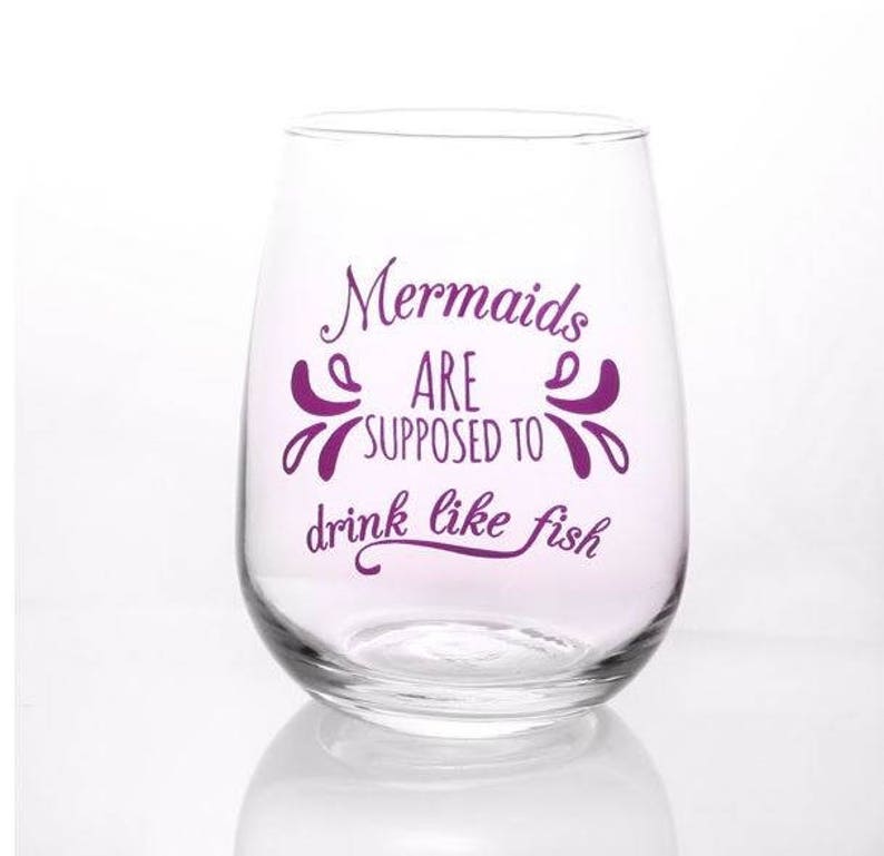 Funny Wine Glasses Cute Wine Glass Mermaid Wine Glass Etsy