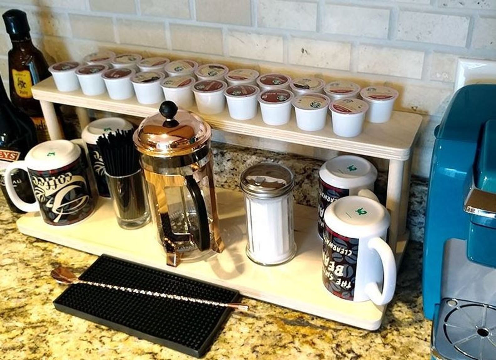Kitchen Counter Shelf Wood Coffee Shelves Counter Etsy