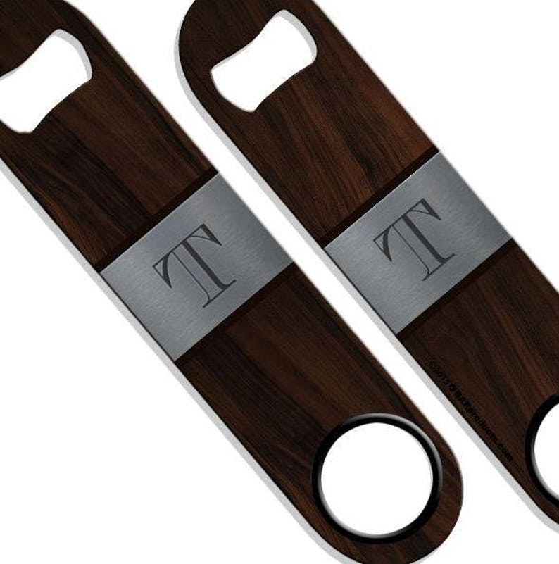 Custom Beer Bottle Opener Wood Monogram Series Bartender Etsy