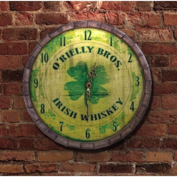 Irish Whiskey Custom Wood Barrel Top Clock Etsy