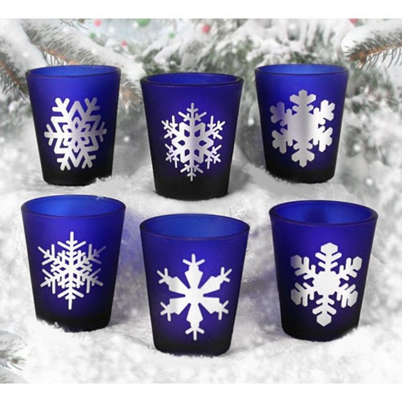 Christmas Shot Glass Snowflake Shot Glasses Frosted Shot Glasses Blue Shot Glass Christmas Event Favor Favors for Christmas Party image 1