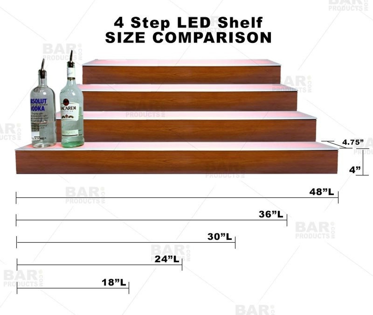 LED Bar Shelf Liquor Bottle Display 4 Tier Length Etsy UK