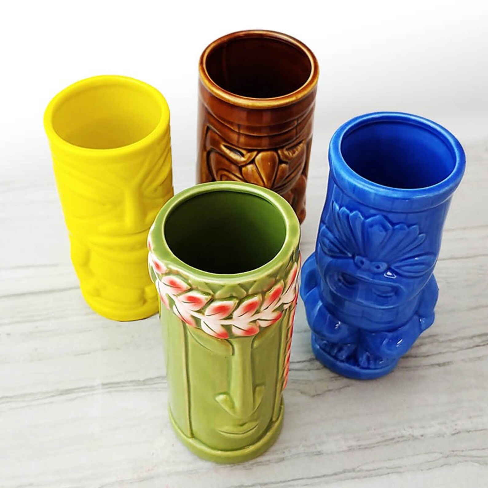 Tiki Mug Drinkware Set Tiki Set Tiki Cups Tiki Mugs Etsy