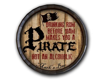 Pirate - Custom Wood Barrel Top Sign