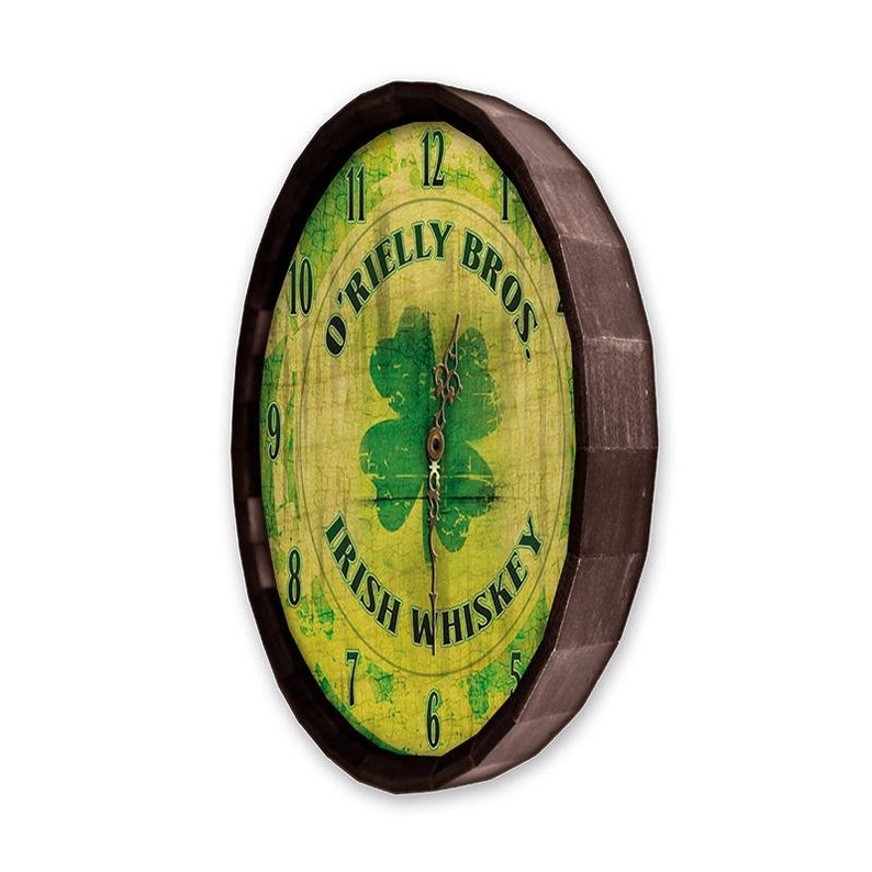 Irish Whiskey Custom Wood Barrel Top Clock Etsy