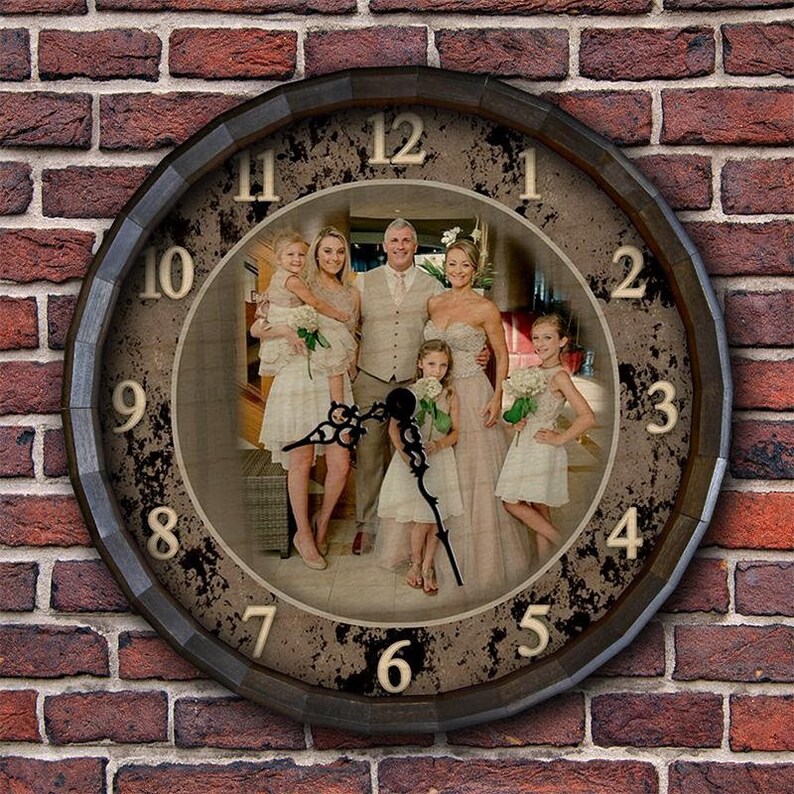 Wood Wall Clock Family Add Your Own Photo Custom Clock Etsy