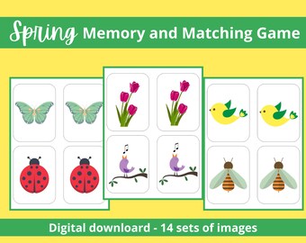 Spring Theme Matching Game | Printable Memory Game | Indoor Activity for Kids | Homeschool Activity Printable | Fun Educational Kids Game
