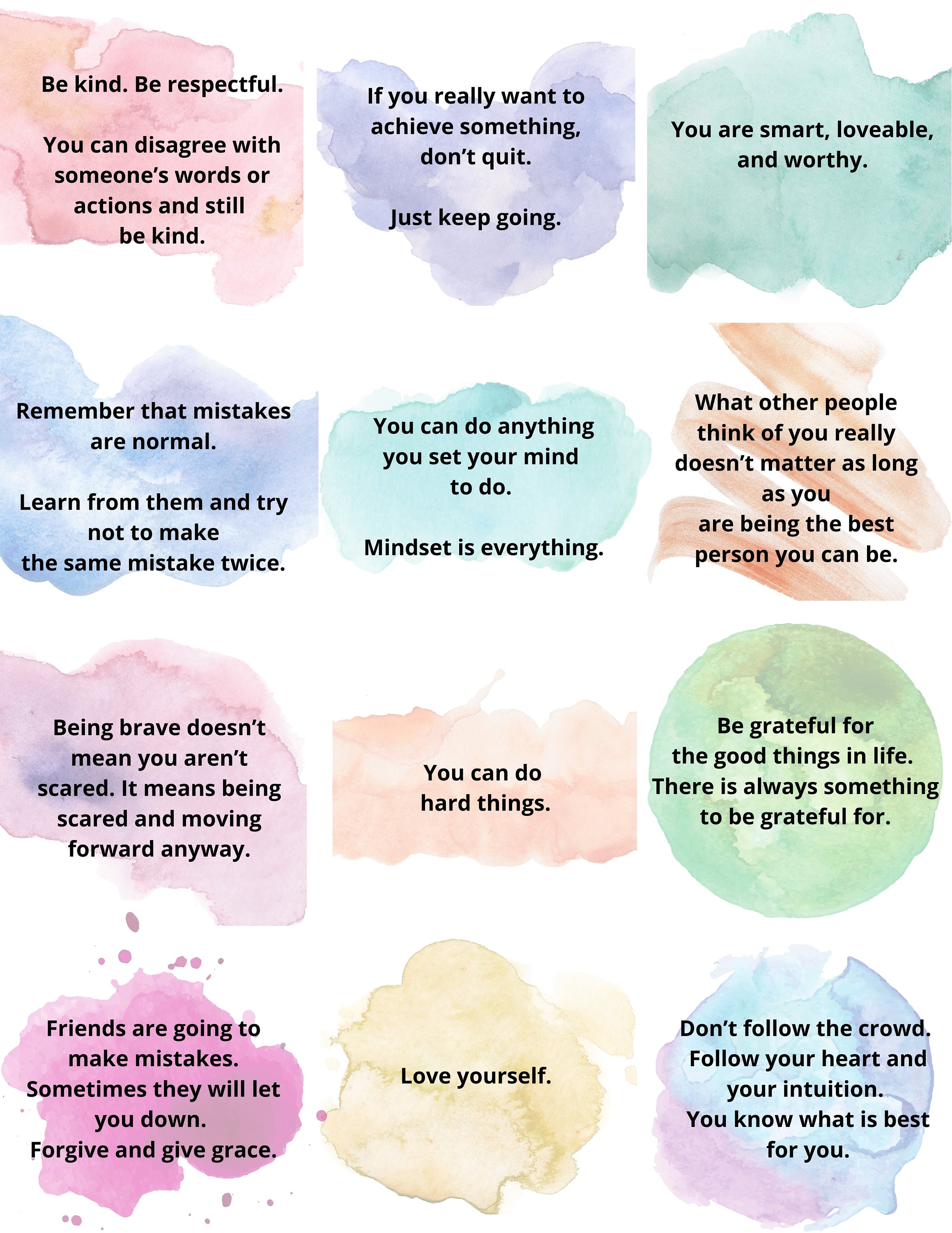 Positive Affirmation Cards for Positive Thoughts, Printable Notes With ...
