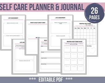 Self care Planner, Self Care Journal, self care printable, self care book, self care planner printable Inserts Editable PDF printable