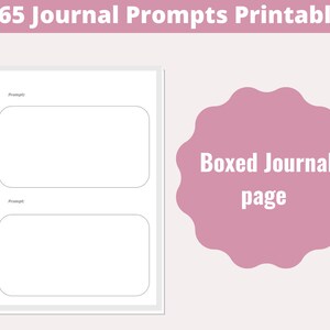Op de afbeelding: Een printbare journalpagina met twee vakken om in te schrijven. De vakken zijn ge&euml;tiketteerd met "Prompt 1" en "Prompt 2". De pagina is ontworpen voor een journal in een doos.