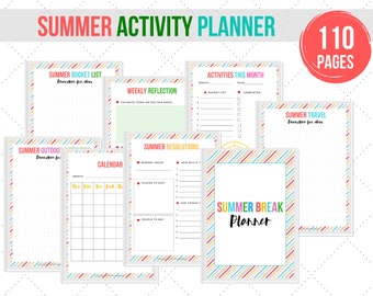 Summer Calendar Activity Planner for Moms and Kids - Fun Activities and Journal Pages for Summer Break