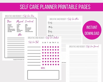 Self Care Journal, Mental Health Planning Worksheets for Self Love and Happiness, Self Love Printable, Instant Download