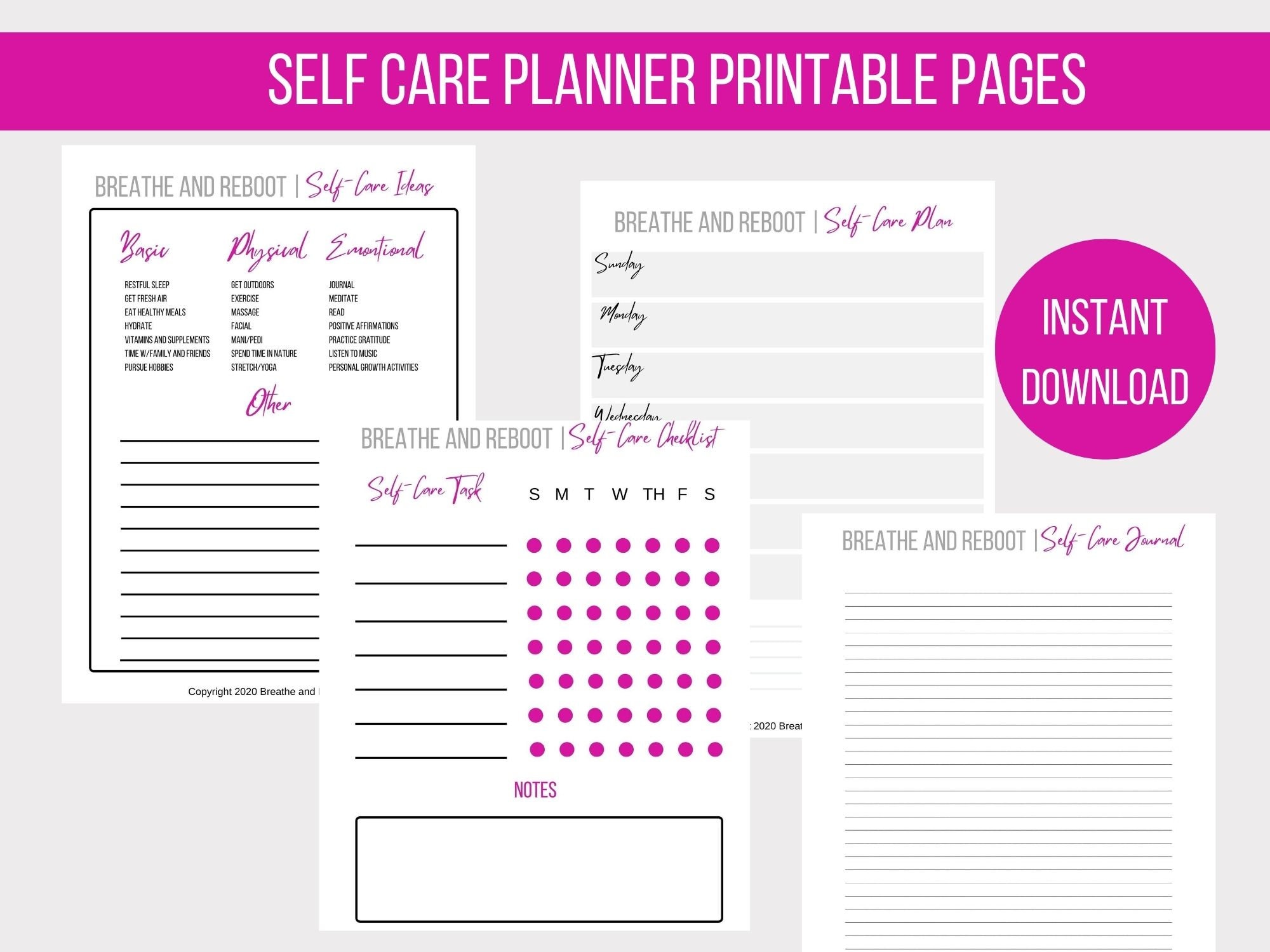 Self Care Journal Mental Health Planning Worksheets for Self - Etsy
