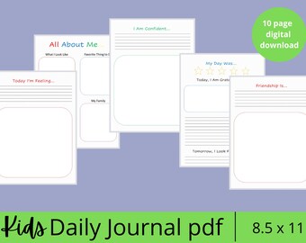 Kids Journal Printable | Daily Diary for Children | Gratitude and Reflection for Kids Journal | PDF Digital Download