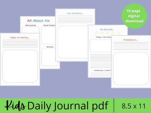 Kids Journal Printable Daily Diary for Children Gratitude | Etsy