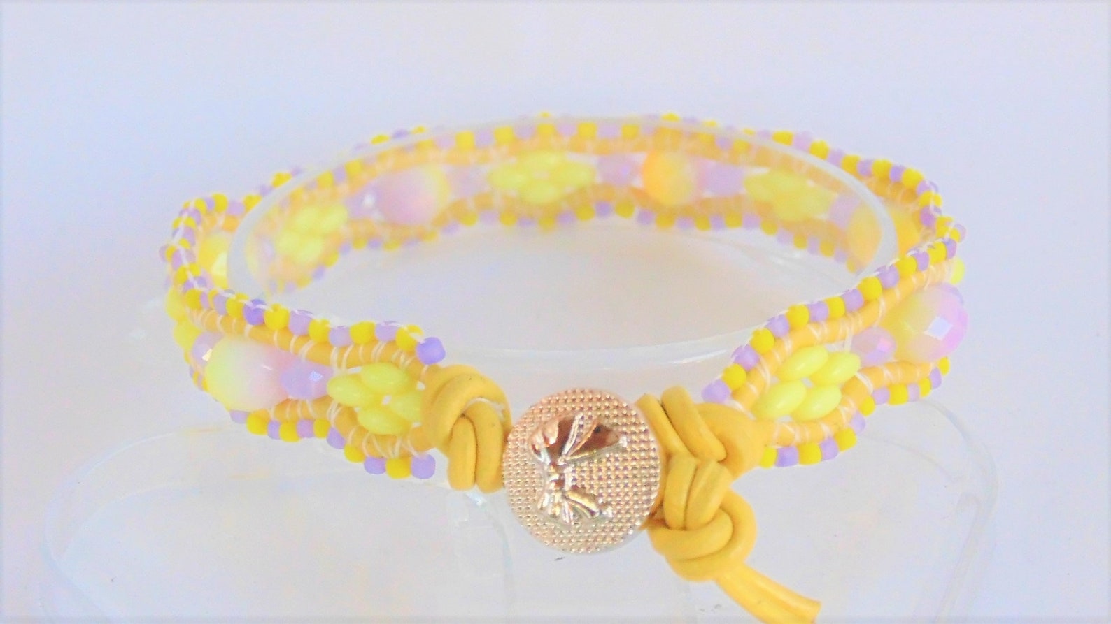 Leather Cord Wrap Bracelet Cuff Bracelet Beaded Bracelet Etsy