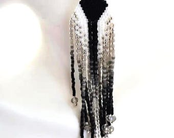 Handmade Beaded Brick Stitch Fringe Earrings