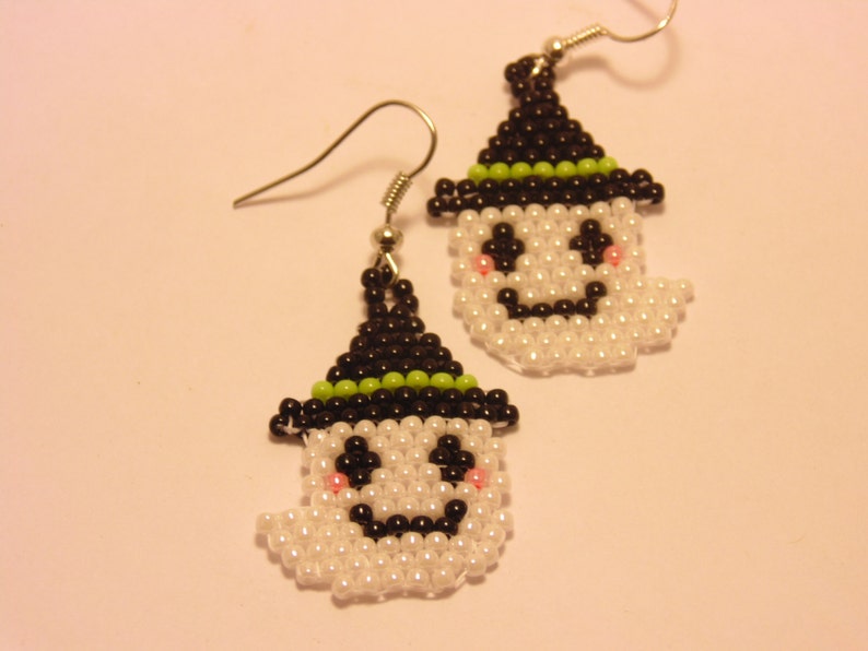 Beaded Ghost Earrings, Ghost Earrings, Halloween Earrings, Ladies