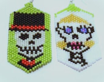 Groom & Bride Day of The Dead Beaded Earring's