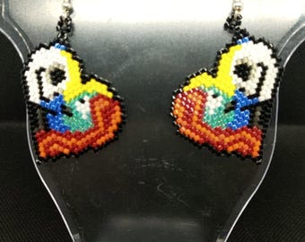 Handmade Beaded Jack & Sally Dangle Heart Earrings