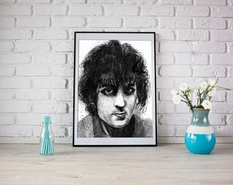 Syd Barrett, famous musician, portrait, instant download file