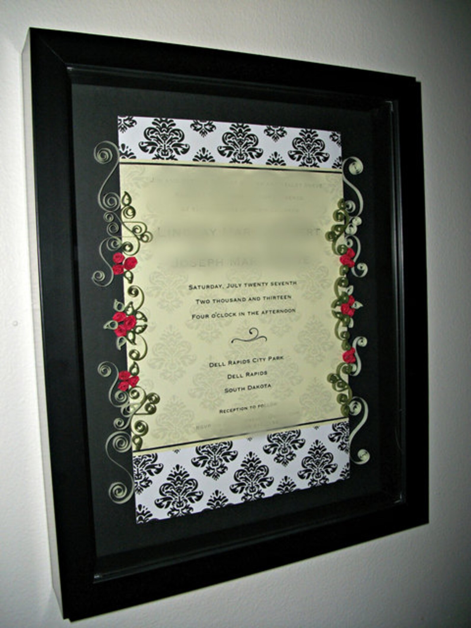 Custom Framed Wedding Gift / Framed & Quilled Wedding Etsy