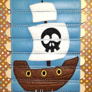Pirate Ship Stick Puzzle DIGITAL Embroidery Design