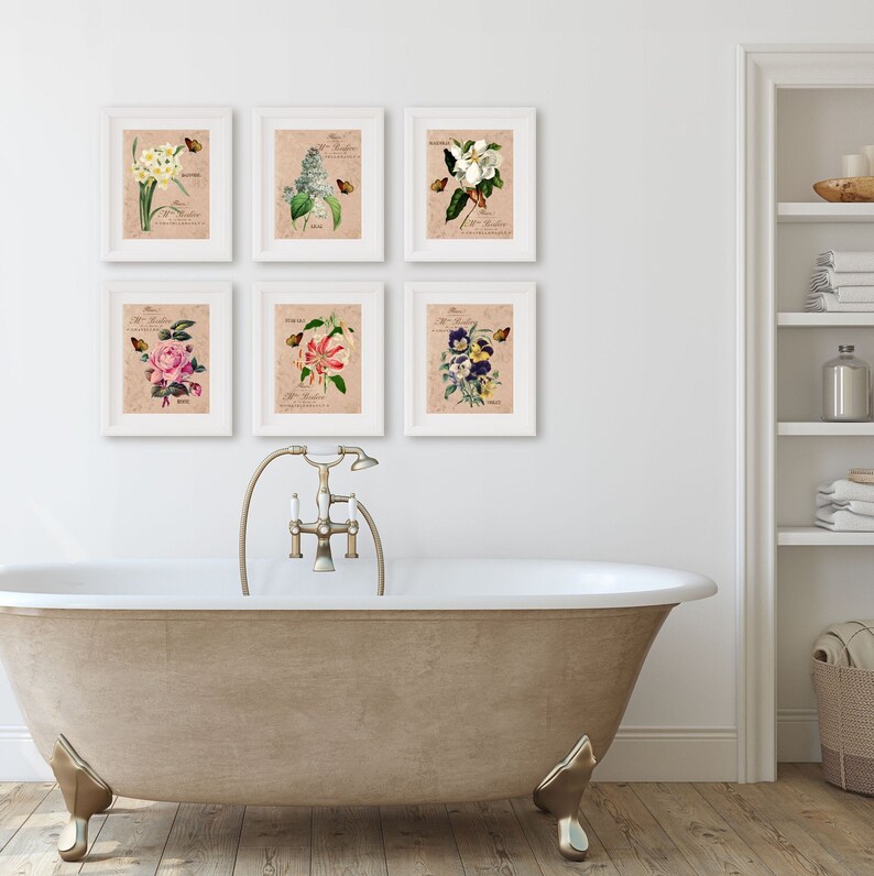 Botanical Wall Art Set Provincial French Country Floral Wall Etsy