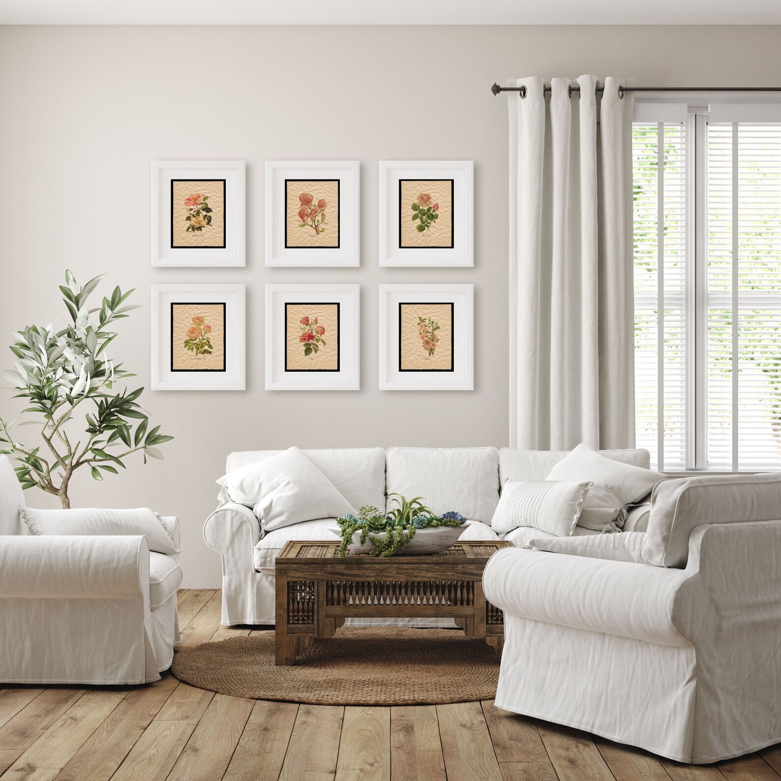 Modern Farmhouse Floral Wall Art Print Botanical Rose Nature Etsy