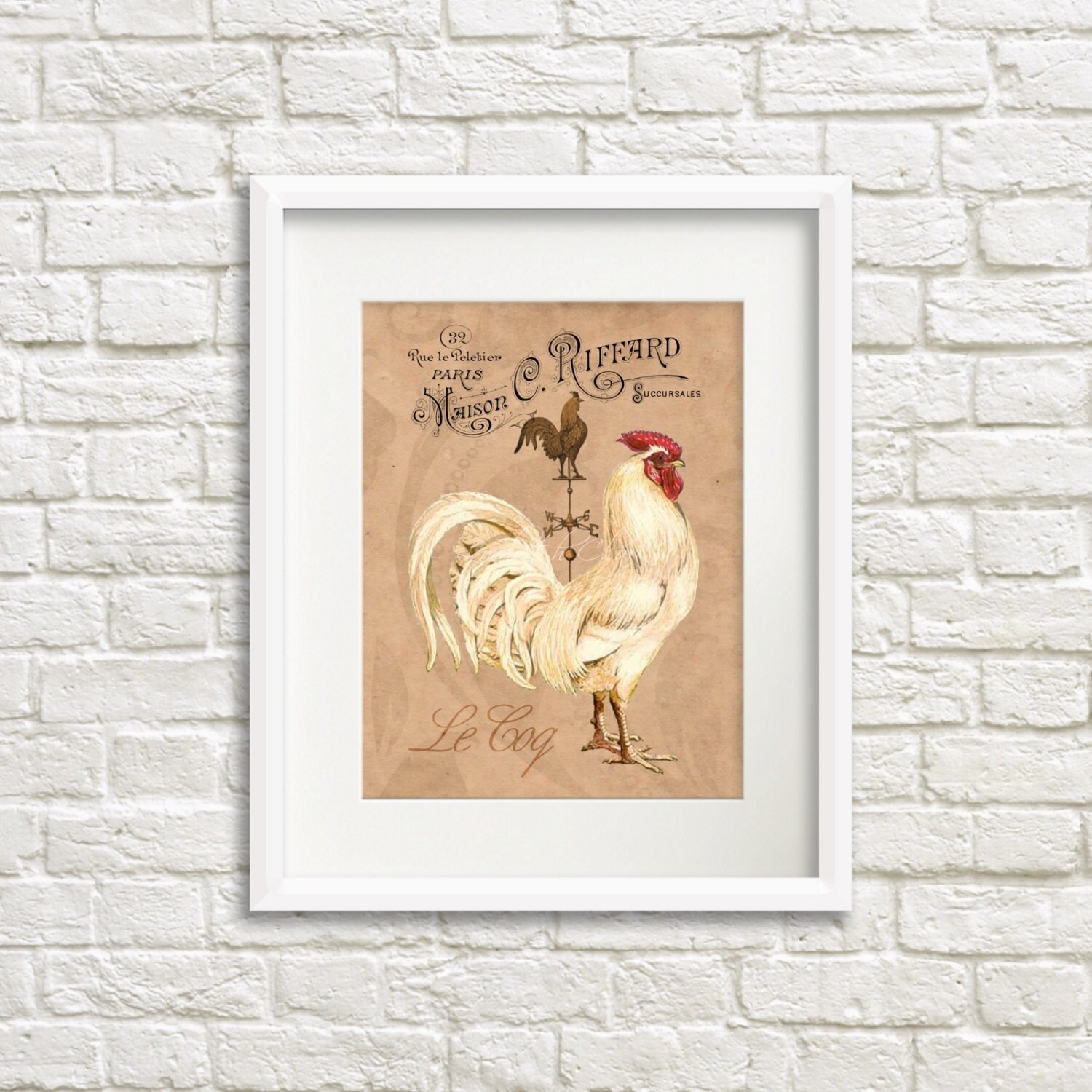 French Country Rooster Art Print Rooster Kitchen Decor Etsy