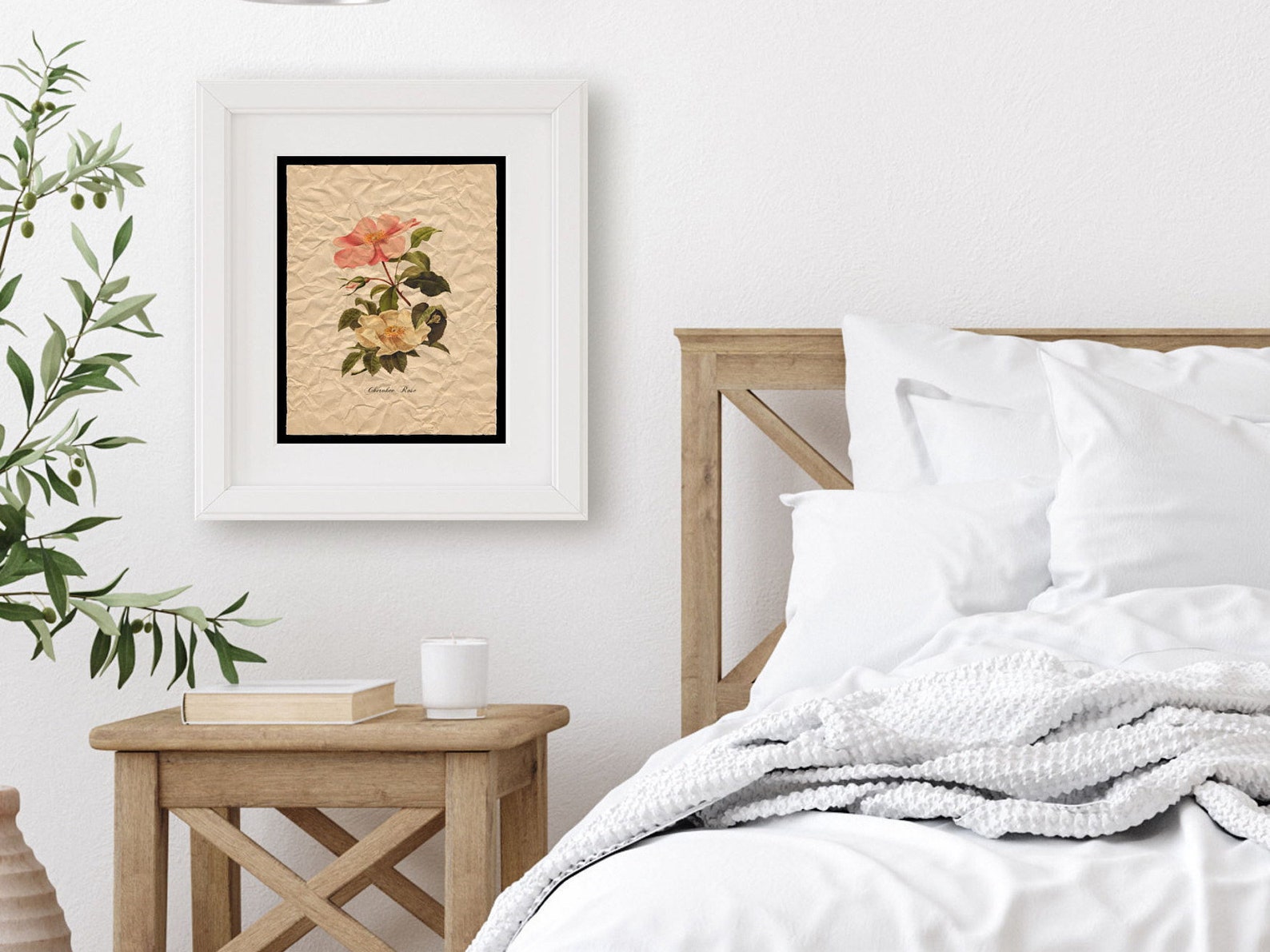 Modern Farmhouse Floral Wall Art Print Botanical Rose Nature Etsy